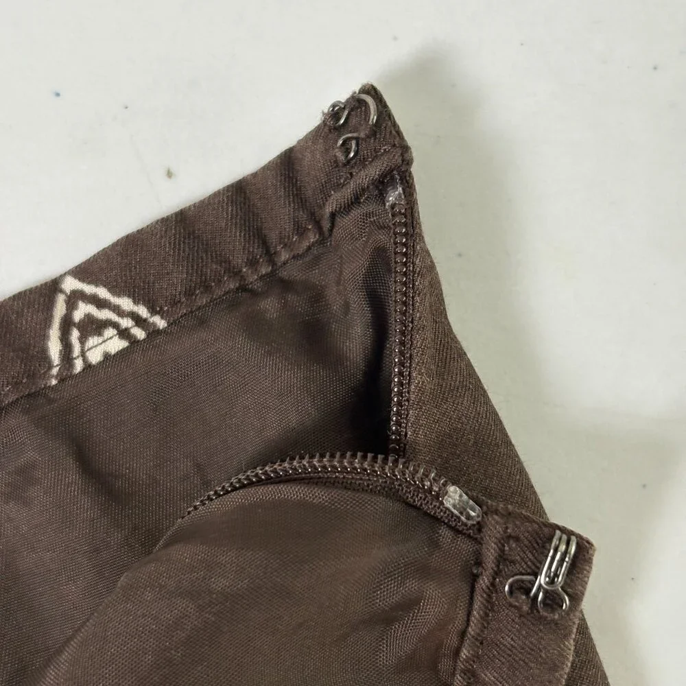 Ann Taylor Loft‎ A Line Skirt Size 10 Brown Red Bandana Print Lined Silk Blend